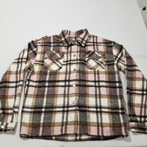 NEW Fleece Shacket Womens XXL 2XL Plaid Shirt Jacket Coat Button Oversized Shirt